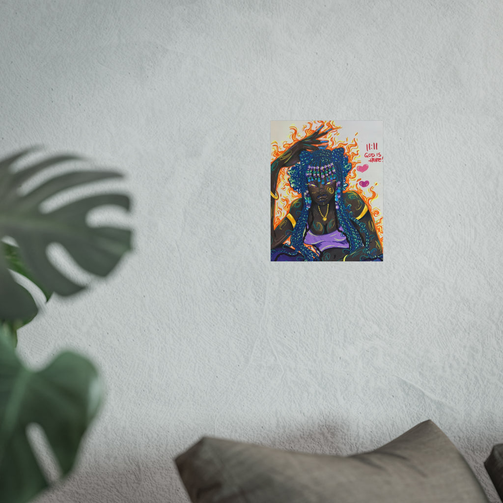 Fine Art Poster — 11:11 God Is Here: Vibrant Afrocentric Goddess Wall Art