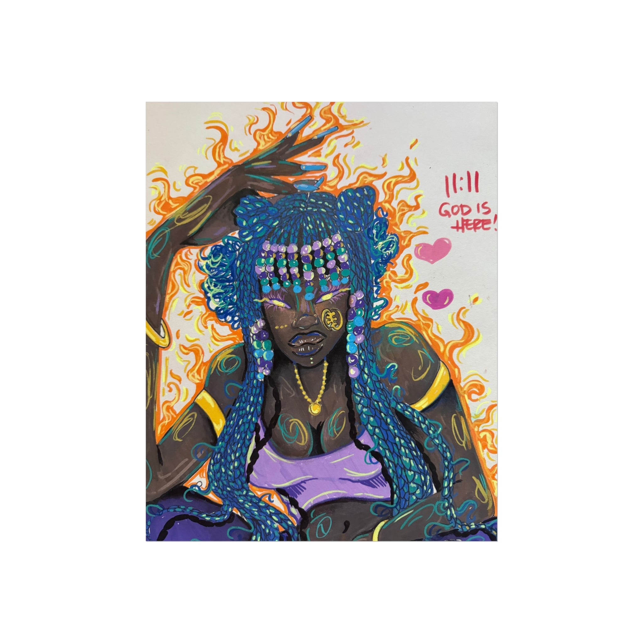 Fine Art Poster — 11:11 God Is Here: Vibrant Afrocentric Goddess Wall Art