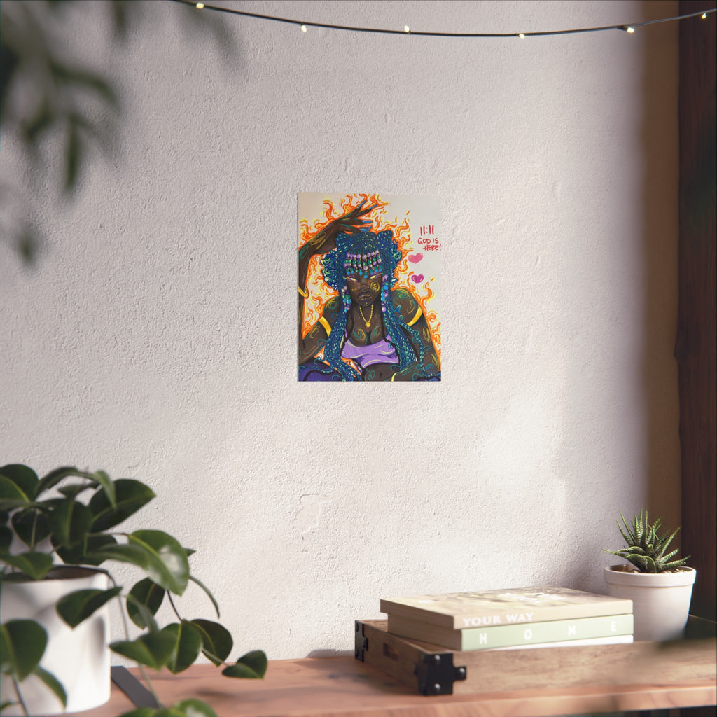 Fine Art Poster — 11:11 God Is Here: Vibrant Afrocentric Goddess Wall Art